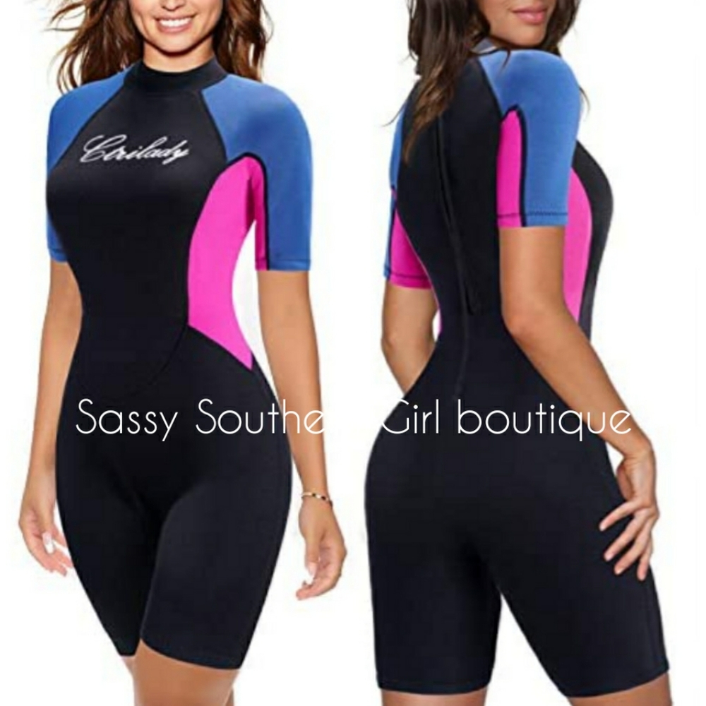 ⭐🆕 Wetsuit for women pink black